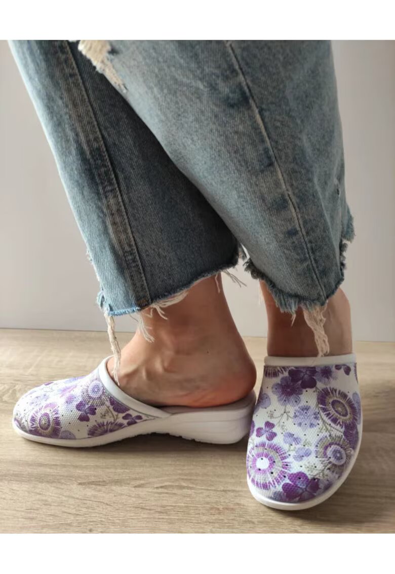Comoda Saboti Medicali Dama 10 Qaudrifoglio Albi + Floral Lila - Floral - Flori