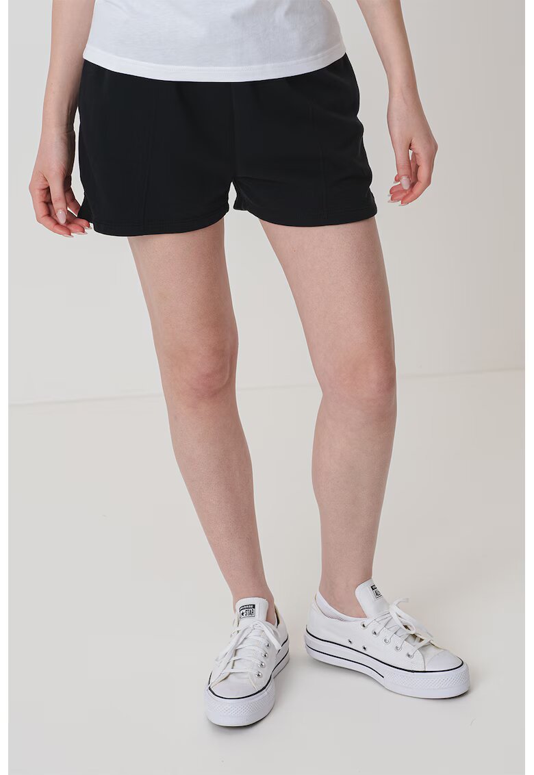 Converse Pantaloni scurti cu banda elastica in talie si talie inalta - Negru