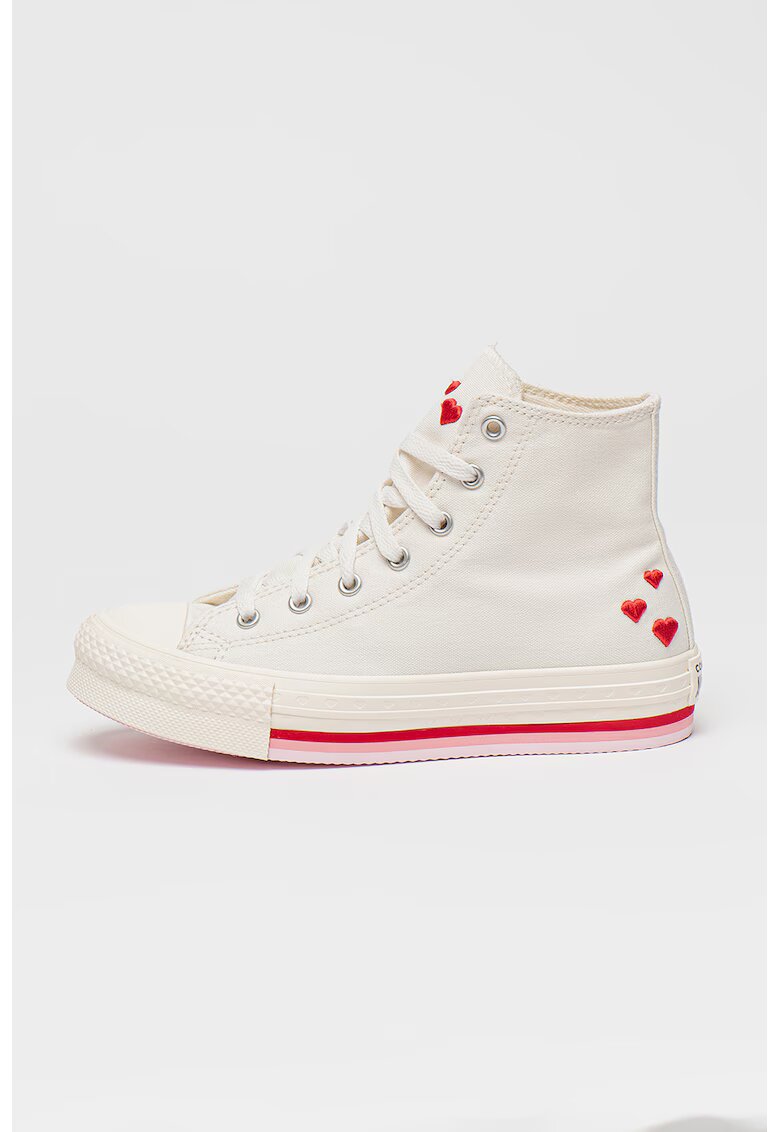 Converse Pantofi sport cu talpa flatform si imprimeu Chuck Taylor All Star - Rosu/Alb/Roz