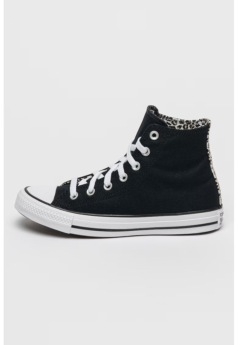 Converse Pantofi sport din panza cu detalii animal print - Alb/Negru