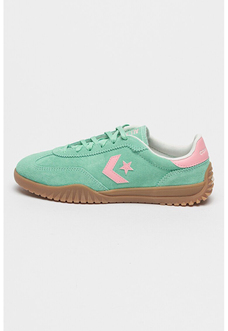 Converse Pantofi sport din piele intoarsa Run Star - Verde aquamarin/Roz