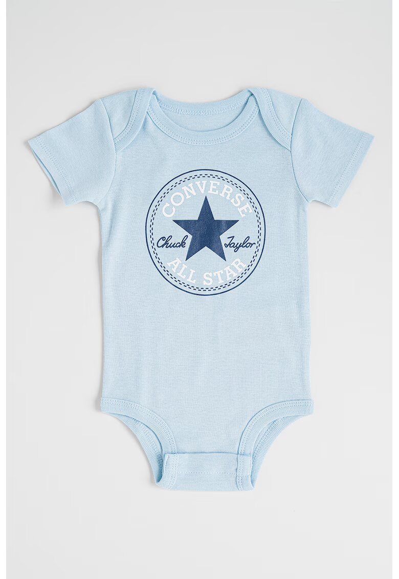 Converse Set de body-uri - botosei si caciula cu logo - 3 piese - Albastru deschis