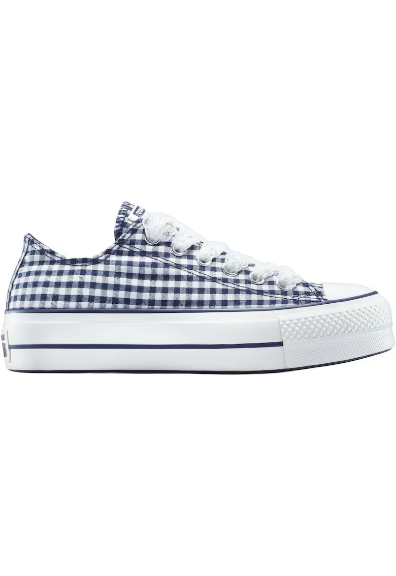 Converse Tenisi Chuck Taylor All Star cu platforma si carouri - Albastru