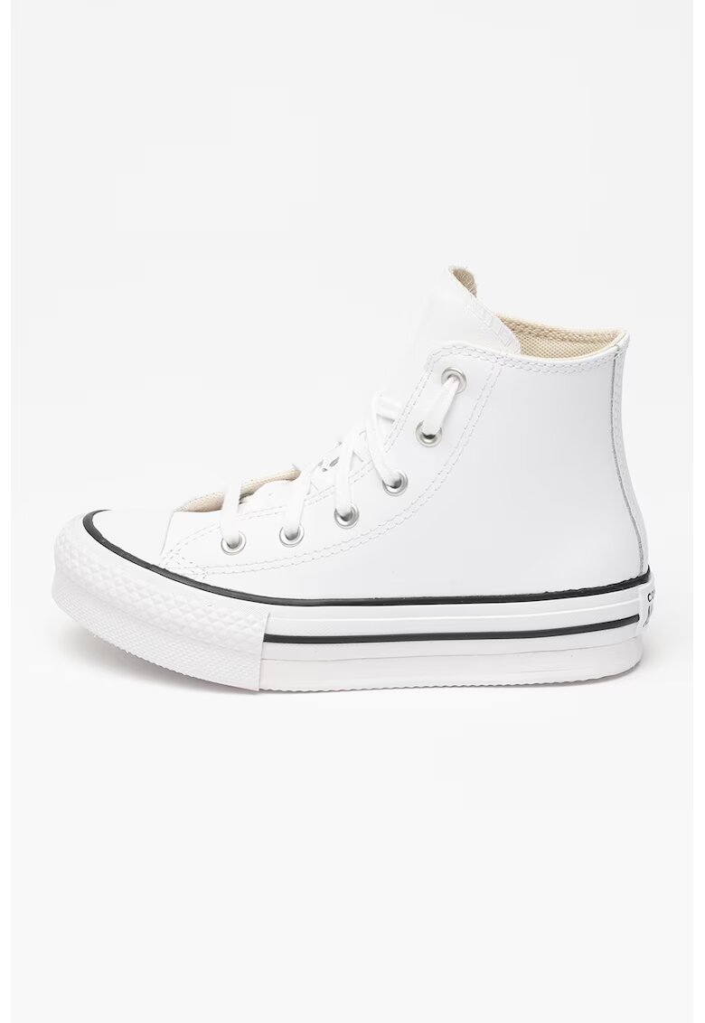 Converse Tenisi Chuck Taylor All Star de piele cu platforma - Alb optic