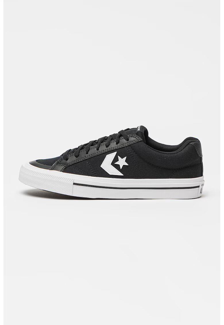 Converse Tenisi cu insertii de piele ecologica - Alb/Negru