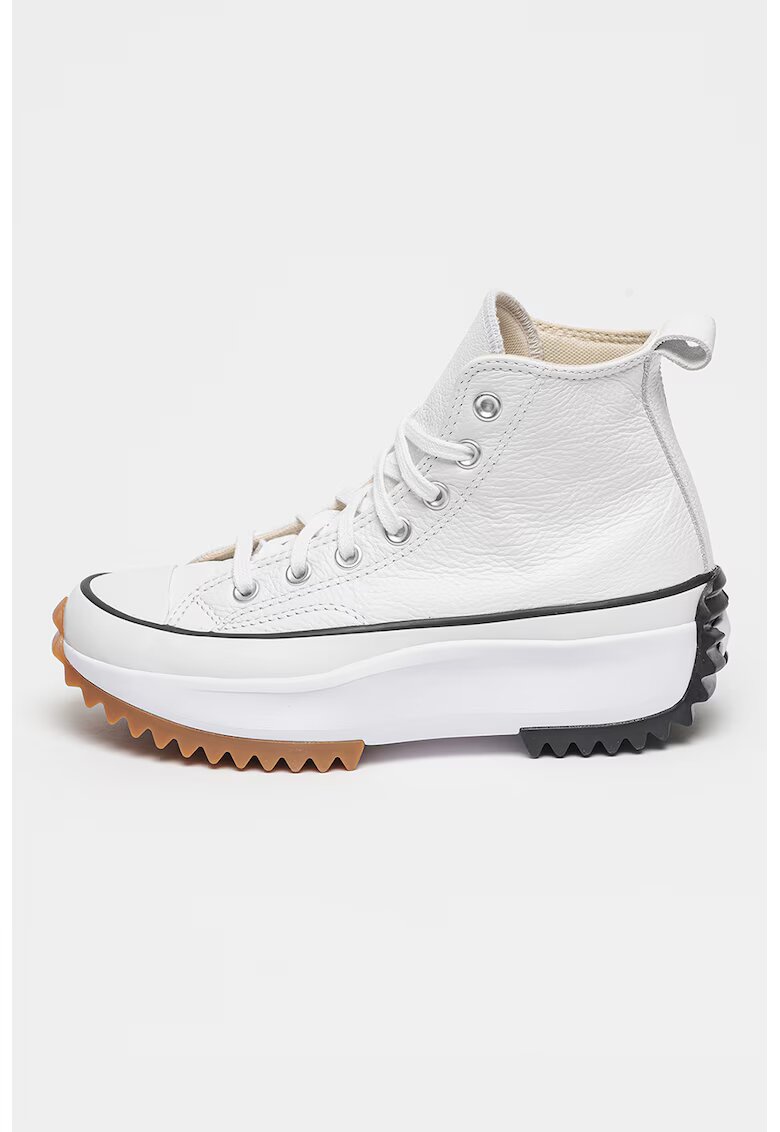 Converse Tenisi flatform de piele cu logo - Alb optic