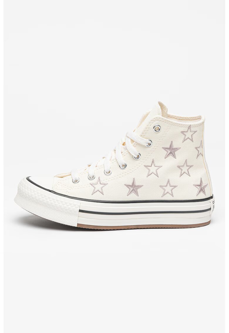 Converse Tenisi high-top cu model stele Chuck Taylor All Star - Alb/Gri deschis