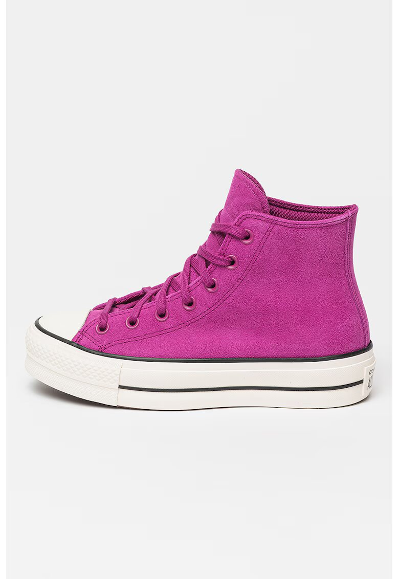 Converse Tenisi mid-high de piele intoarsa Chuck Taylor All Star Lift - Fucsia