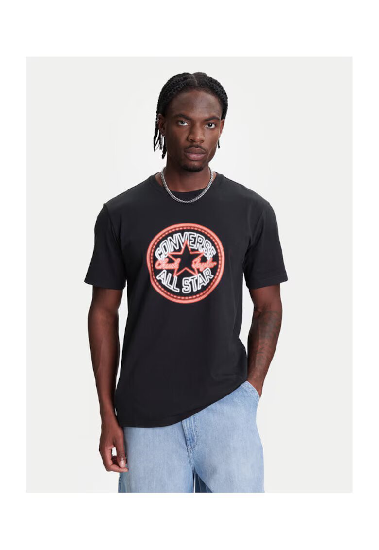 Converse Tricou barbati 10027722-A01 - Bumbac - Negru - Negru