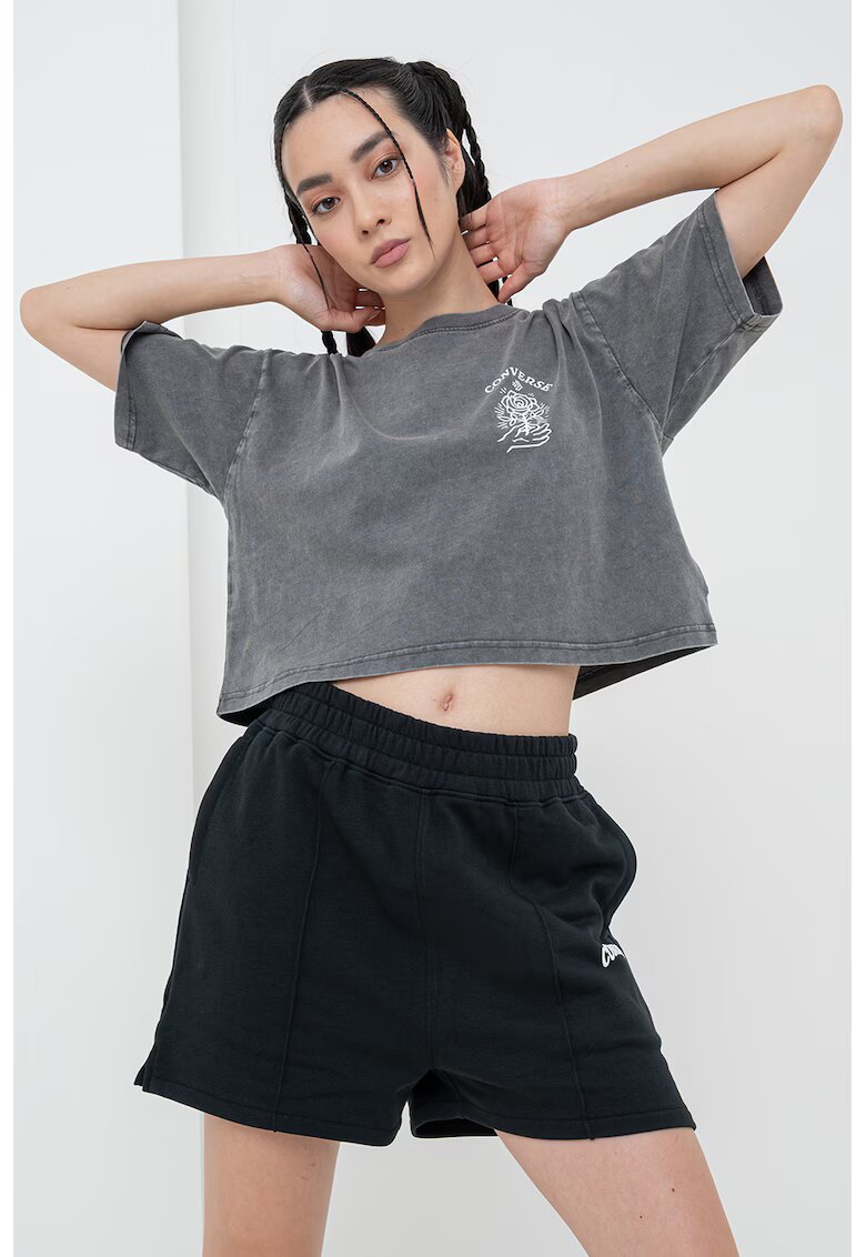 Converse Tricou crop Boxy - Gri inchis melange