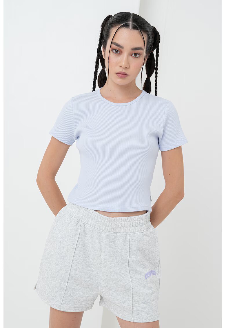 Converse Tricou crop slim-fit - Albastru deschis