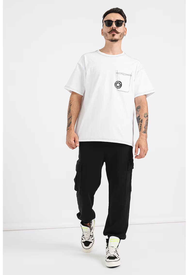 Converse Tricou cu buzunar aplicat pe piept Sketch - Alb