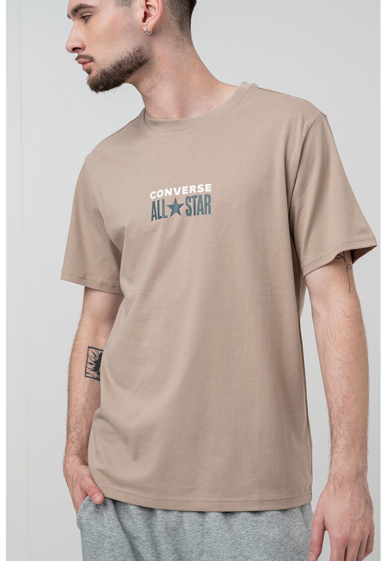 Converse Tricou cu decolteu la baza gatului si logo - Maro deschis