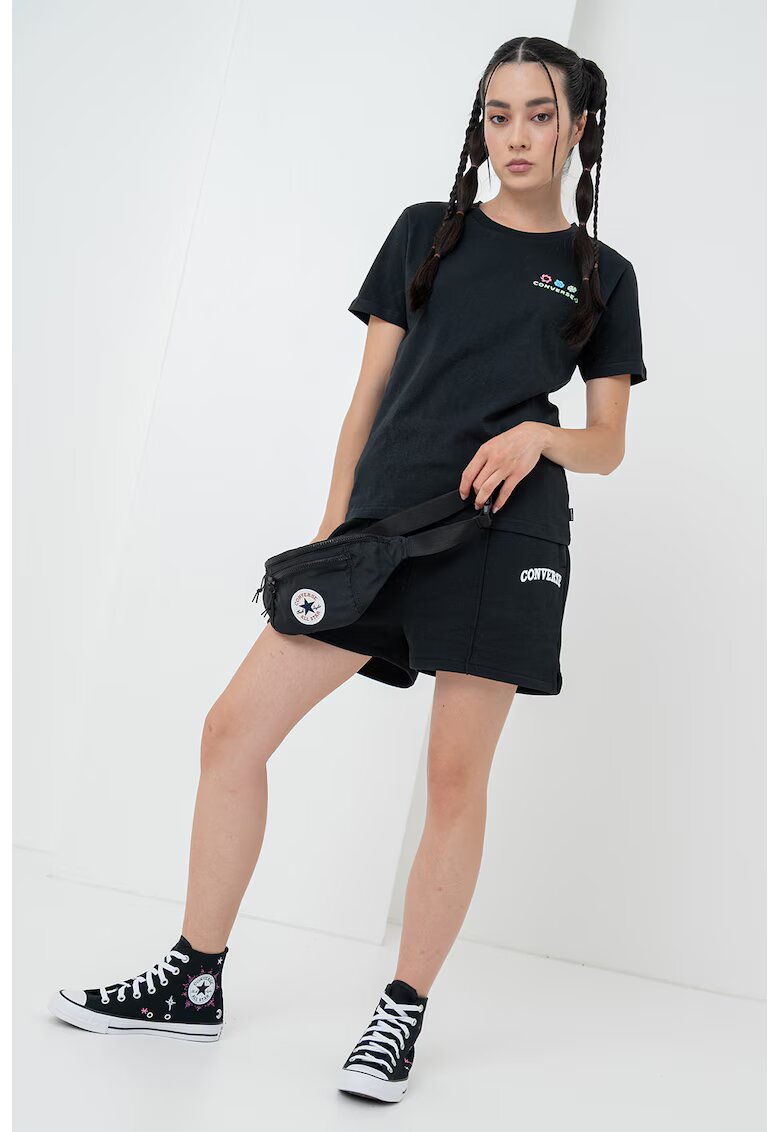 Converse Tricou cu imprimeu grafic pe partea din spate Sea - Negru/Turcoaz