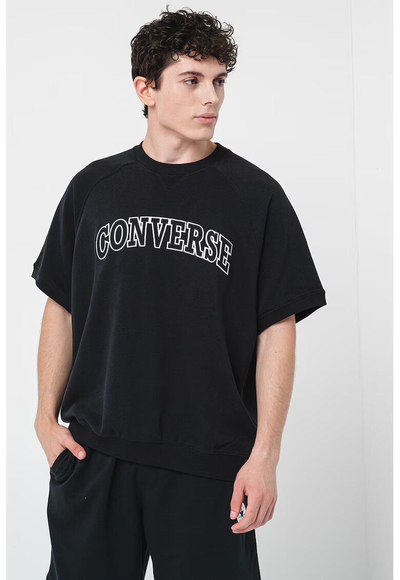 Converse Tricou cu imprimeu logo - Alb/Negru