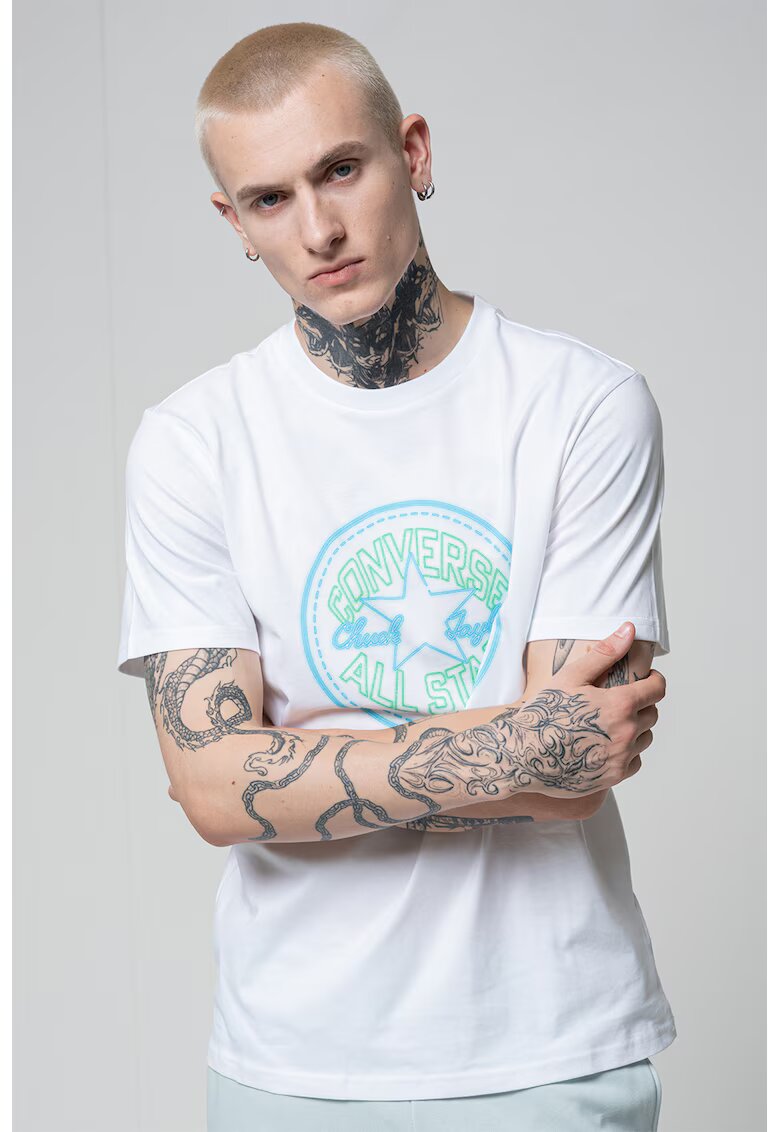 Converse Tricou cu imprimeu logo Neon Sign All Star - Alb/Turcoaz