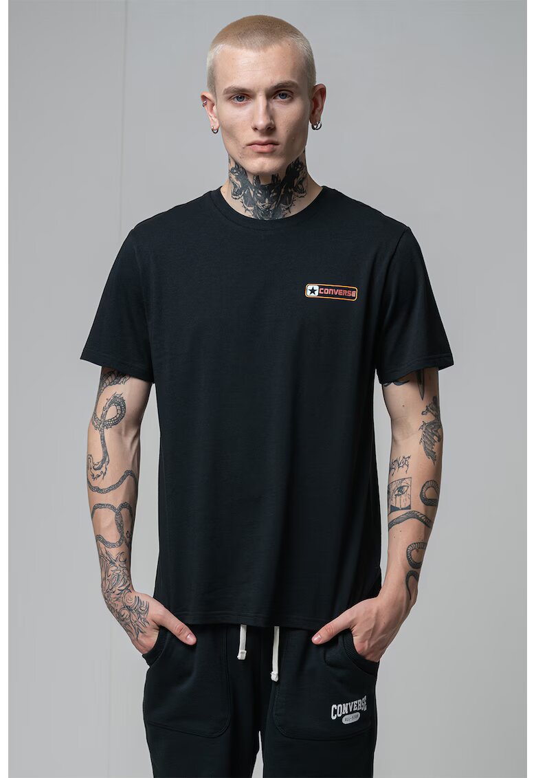 Converse Tricou cu imprimeu logo pe partea din spate - Negru/Albastru glaciar