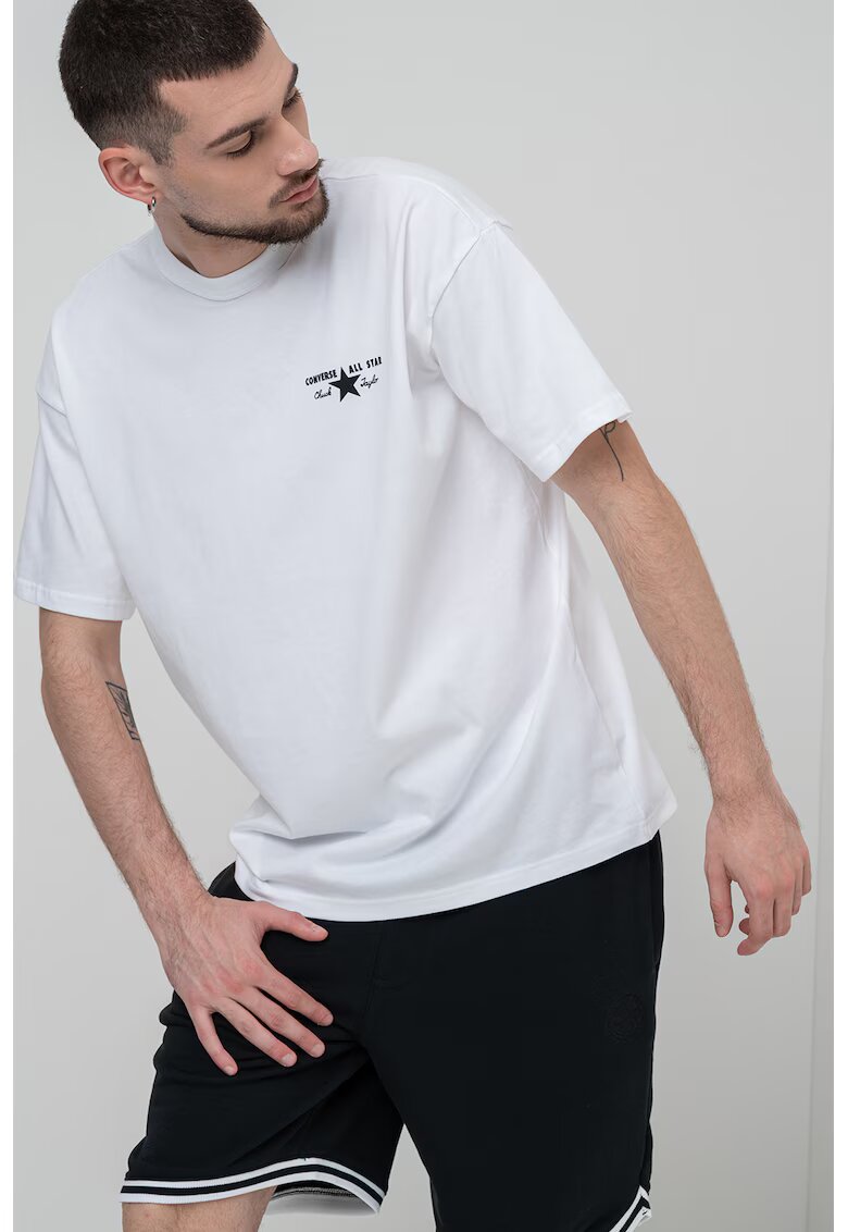 Converse Tricou din amestec de bumbac organic cu imprimeu logo License Plate - Alb optic