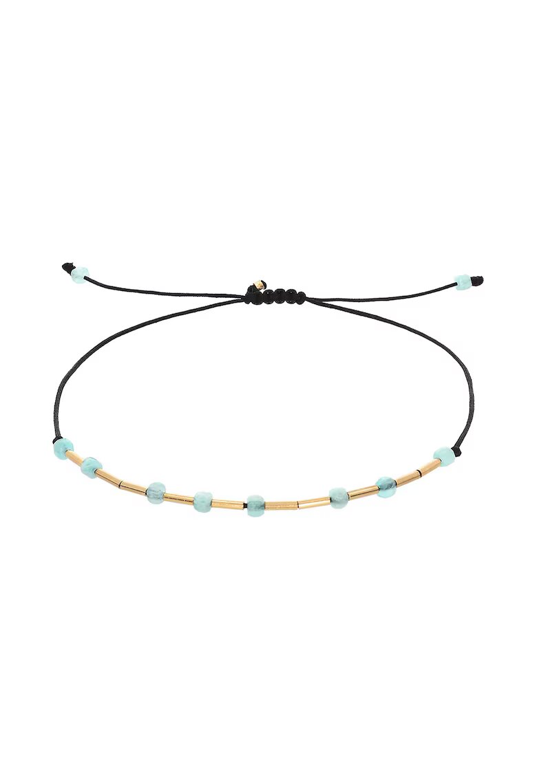 CORINA MARDARI Bratara ajustabila cu amazonit - Auriu/Negru/Albastru deschis