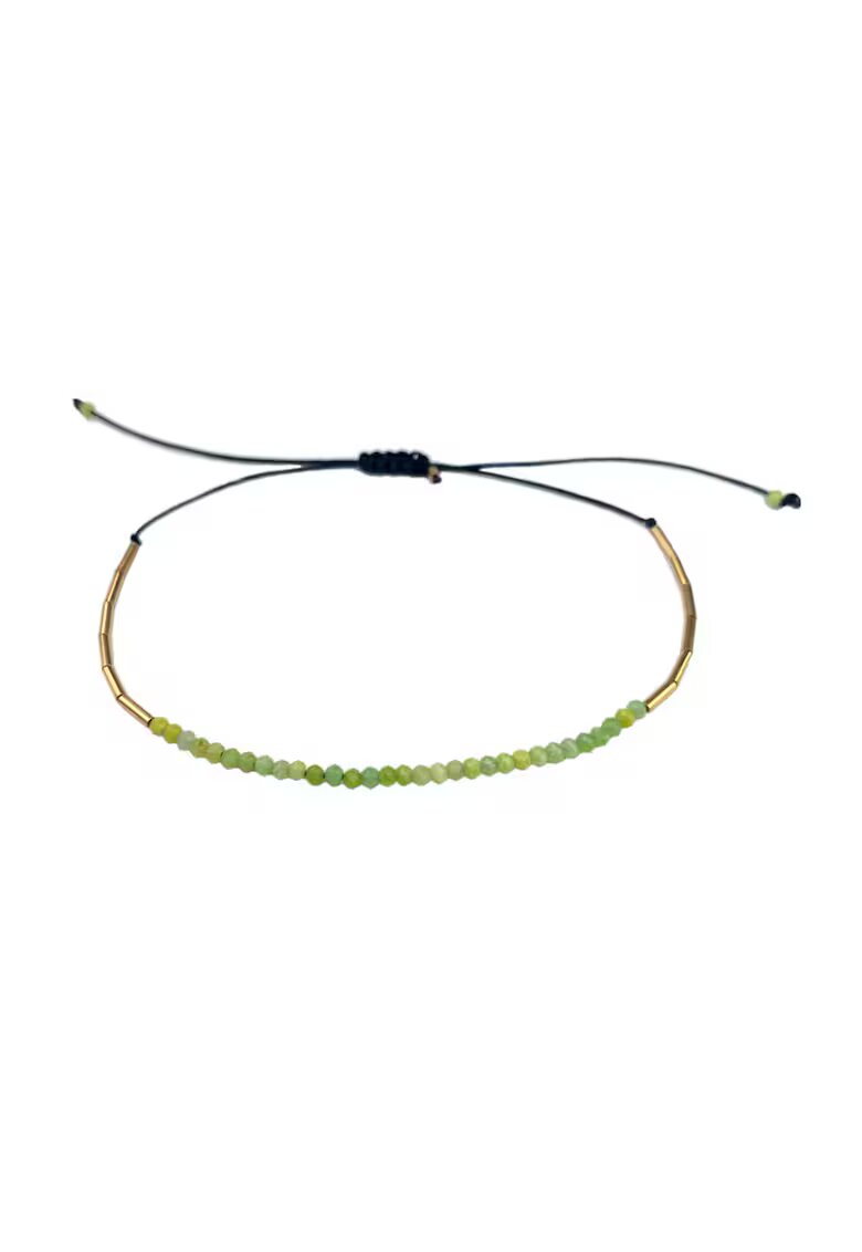 CORINA MARDARI Bratara din aur filat de 14K/20 cu margele din opal - Verde/Auriu/Negru