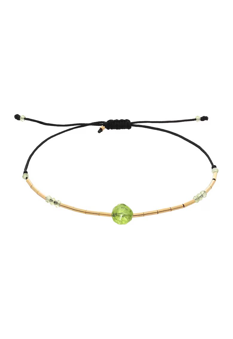 CORINA MARDARI Bratara filata cu aur de 14K/20 si piatra de peridot - Verde/Auriu/Negru