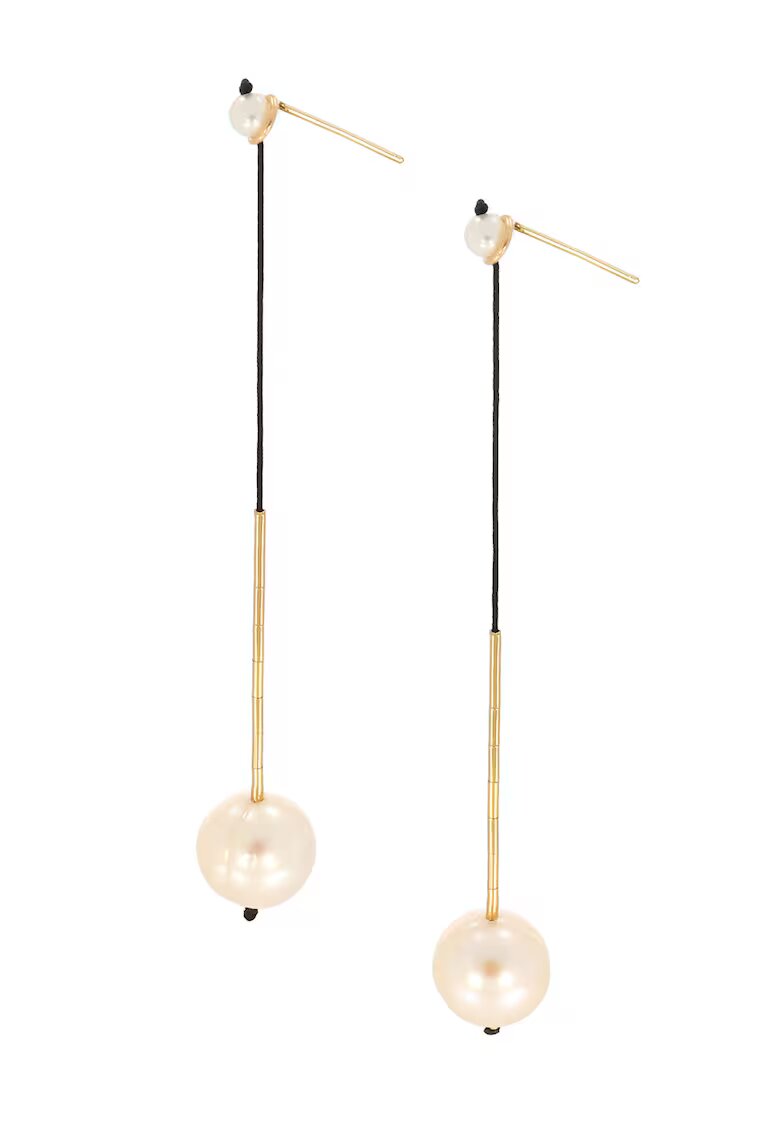 CORINA MARDARI Cercei drop din aur filat de 14K/20 cu perle - Alb/Auriu