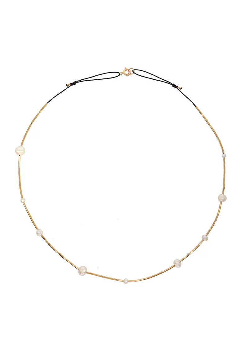 CORINA MARDARI Colier ajustabil din aur filat de 14K/20 cu perle - Alb/Auriu
