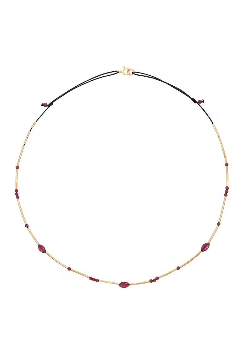 CORINA MARDARI Colier filat cu aur de 14K/20 si piatra garnet - Auriu/Negru/Rosu inchis