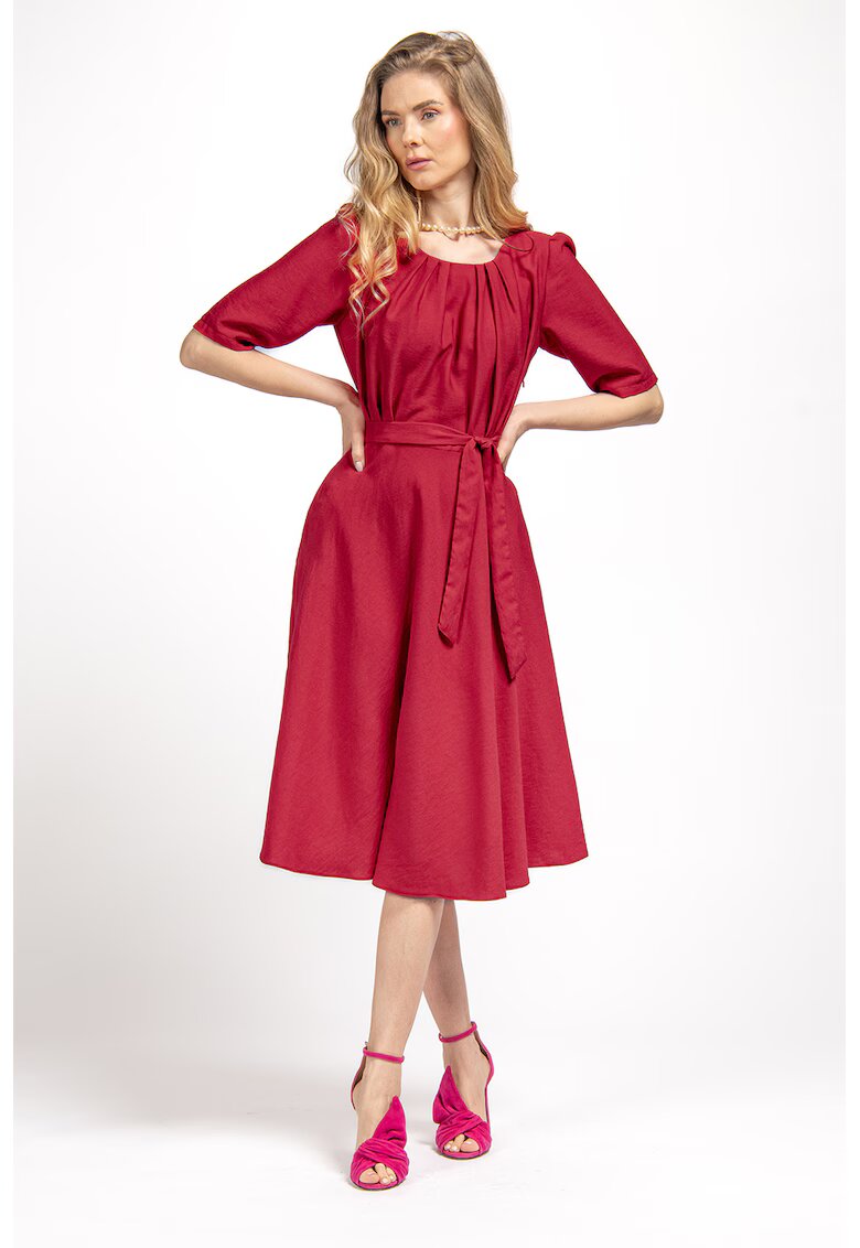Couture de Marie Rochie midi evazata Sakia - Rosu