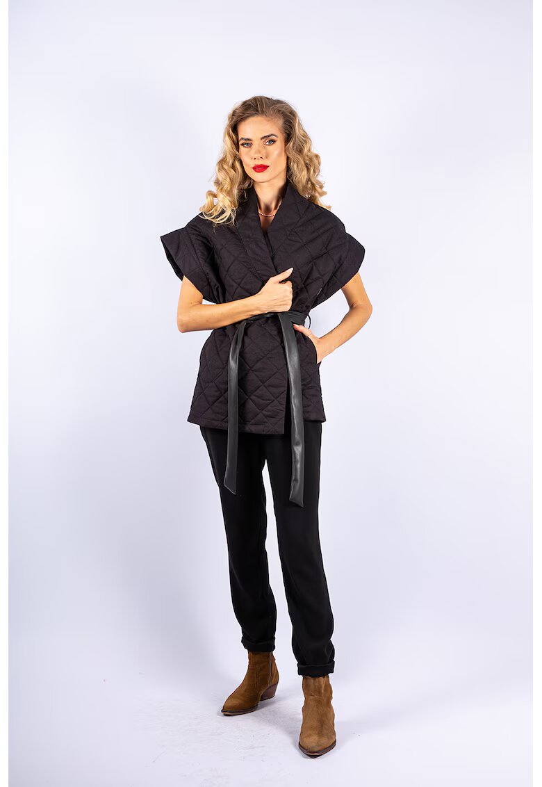 Couture de Marie Vesta matlasata cu cordon in talie - Negru
