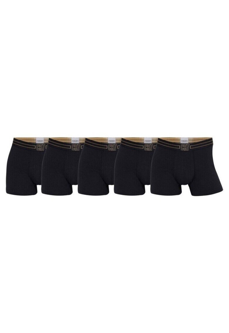 CR7 Set 5 perechi boxeri barbati Bumbac/Elastan - Negru - Negru