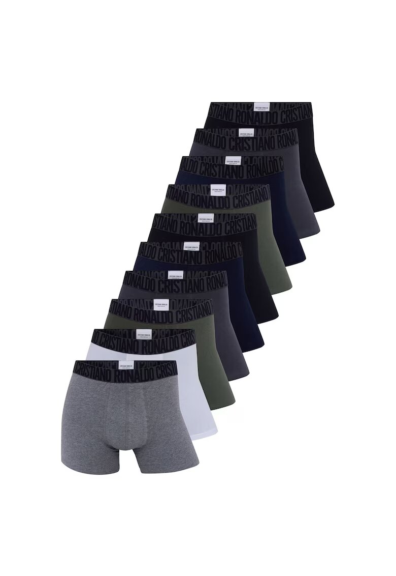 CR7 Set de boxeri cu banda elastica in talie - 10 piese - Negru/Gri/Albastru