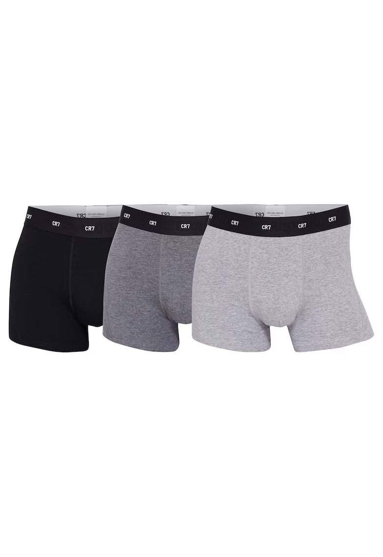 CR7 Set de boxeri cu banda logo in talie - 3 perechi - Gri melange