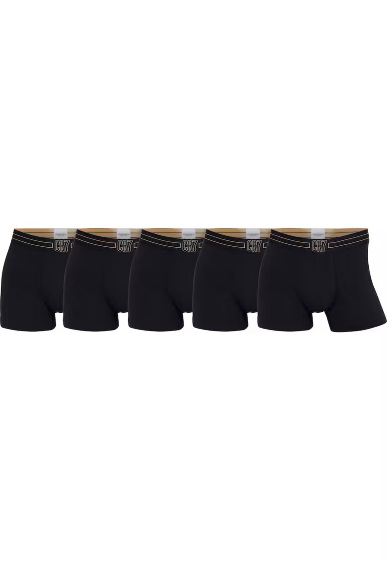 CR7 Set de boxeri cu banda logo in talie - 5 per - Negru