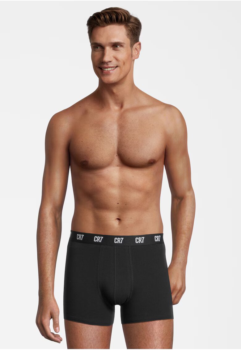 CR7 Set de boxeri din amestec de bumbac organic 3085 - 3 perechi - Negru