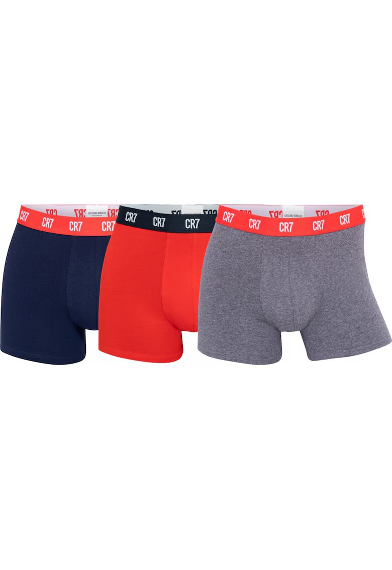 CR7 Set de boxeri din amestec de bumbac organic 3085 - 3 perechi - Rosu/Gri/Bleumarin