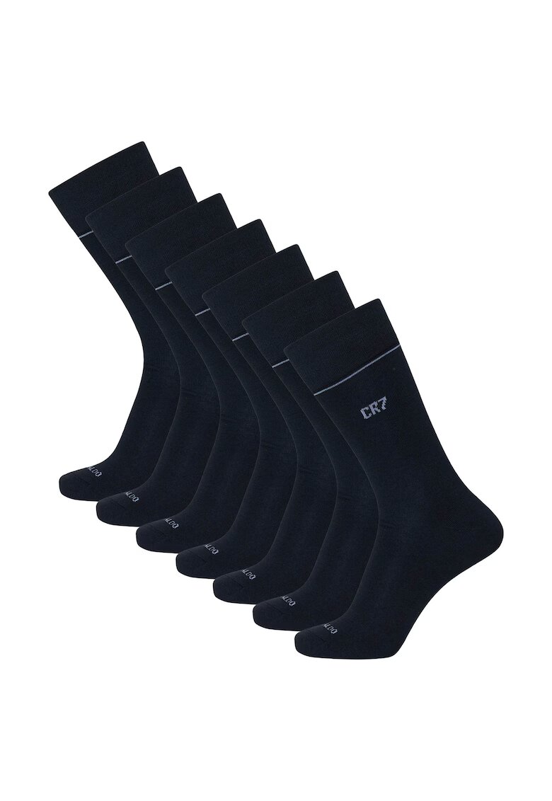 CR7 Set de sosete lungi cu logo - 7 perechi - Negru