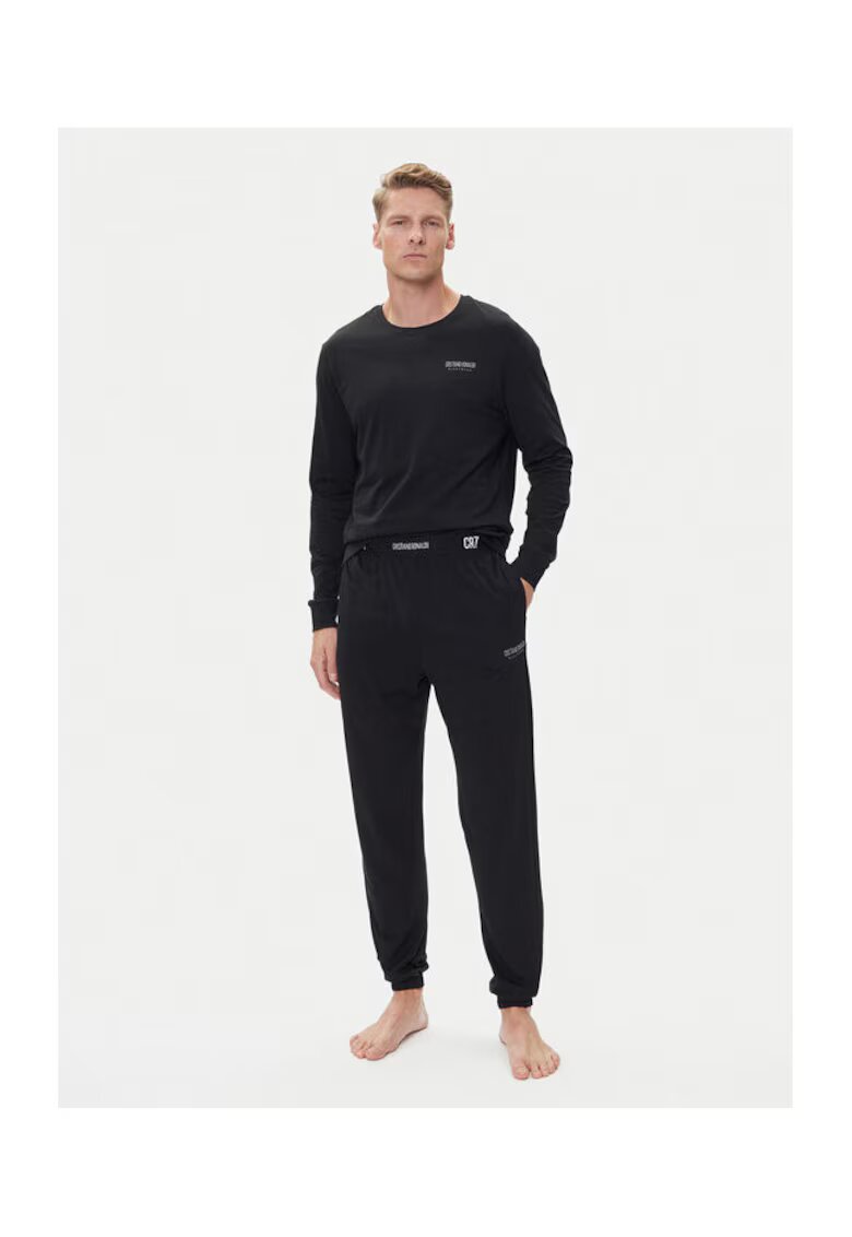 CR7 Underwear Pijama lunga barbati bumbac - negru