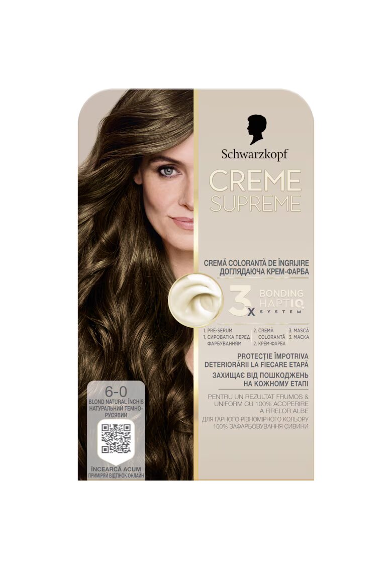 Creme Supreme Vopsea de par permanenta cu amoniac Schwarzkopf 182 ml - 6-0 - 182 ml