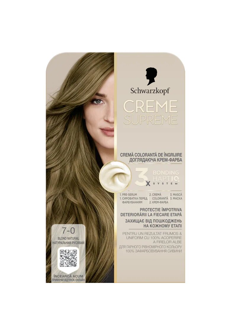 Creme Supreme Vopsea de par permanenta cu amoniac Schwarzkopf 182 ml - 7-0 - 182 ml