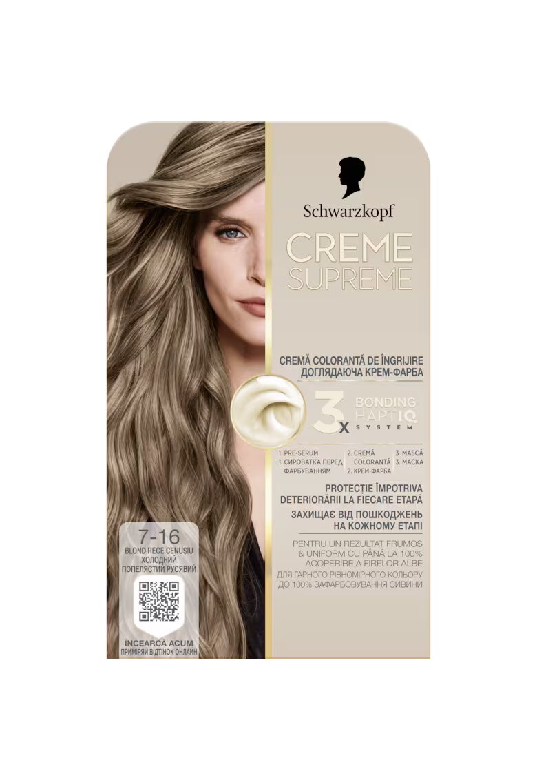 Creme Supreme Vopsea de par permanenta cu amoniac Schwarzkopf 182 ml - 7-16 - 182 ml
