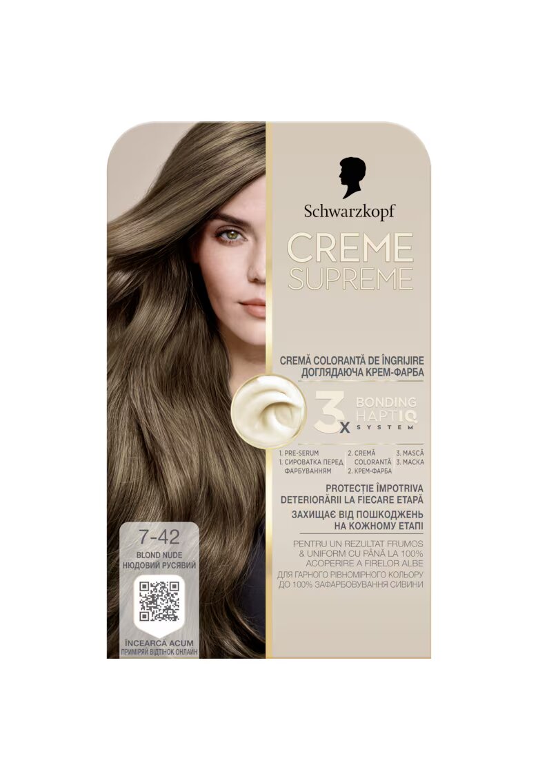 Creme Supreme Vopsea de par permanenta cu amoniac Schwarzkopf 182 ml - 7-42 - 182 ml