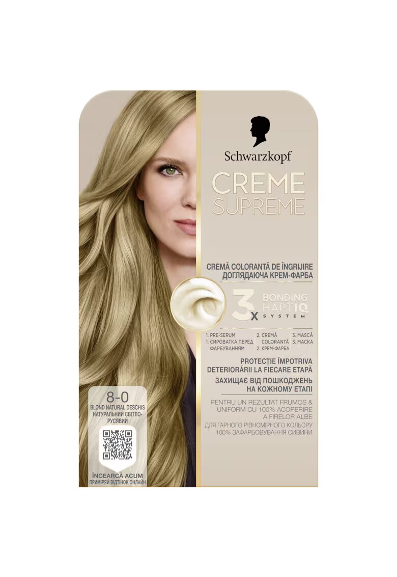Creme Supreme Vopsea de par permanenta cu amoniac Schwarzkopf 182 ml - 8-0 - 182 ml