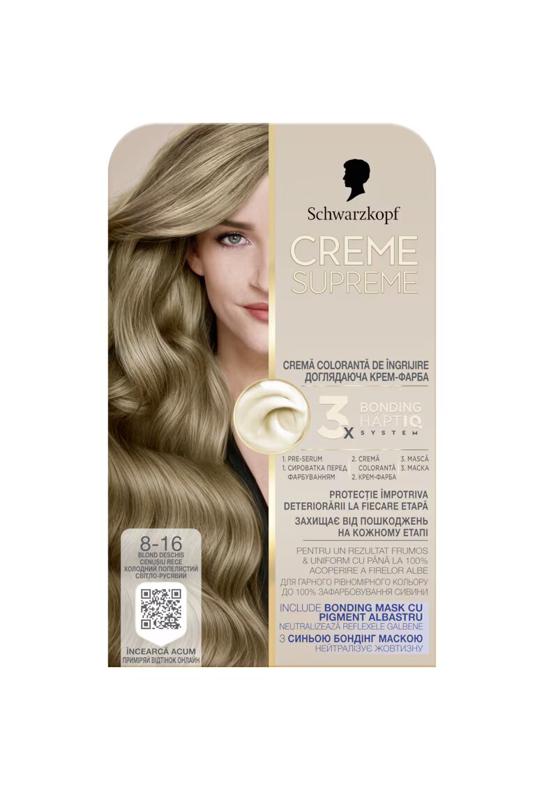 Creme Supreme Vopsea de par permanenta cu amoniac Schwarzkopf 182 ml - 8-16 - 182 ml