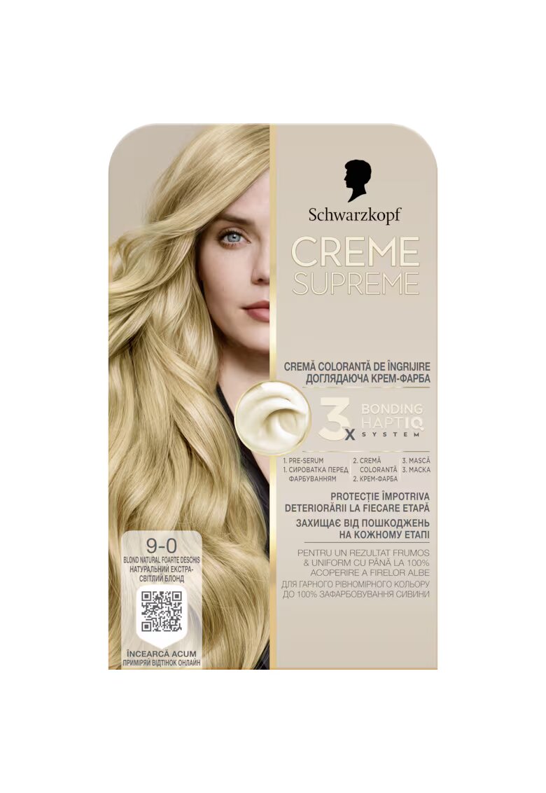 Creme Supreme Vopsea de par permanenta cu amoniac Schwarzkopf 182 ml - 9-0 - 182 ml