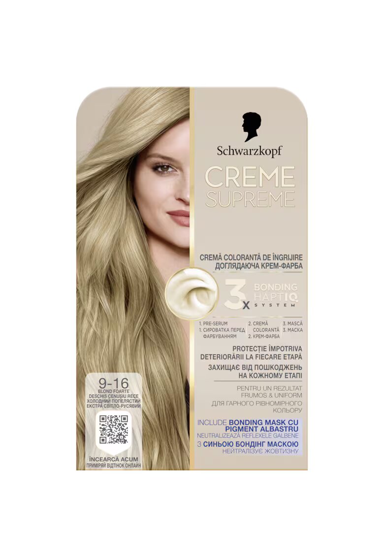 Creme Supreme Vopsea de par permanenta cu amoniac Schwarzkopf 182 ml - 9-16 - 182 ml