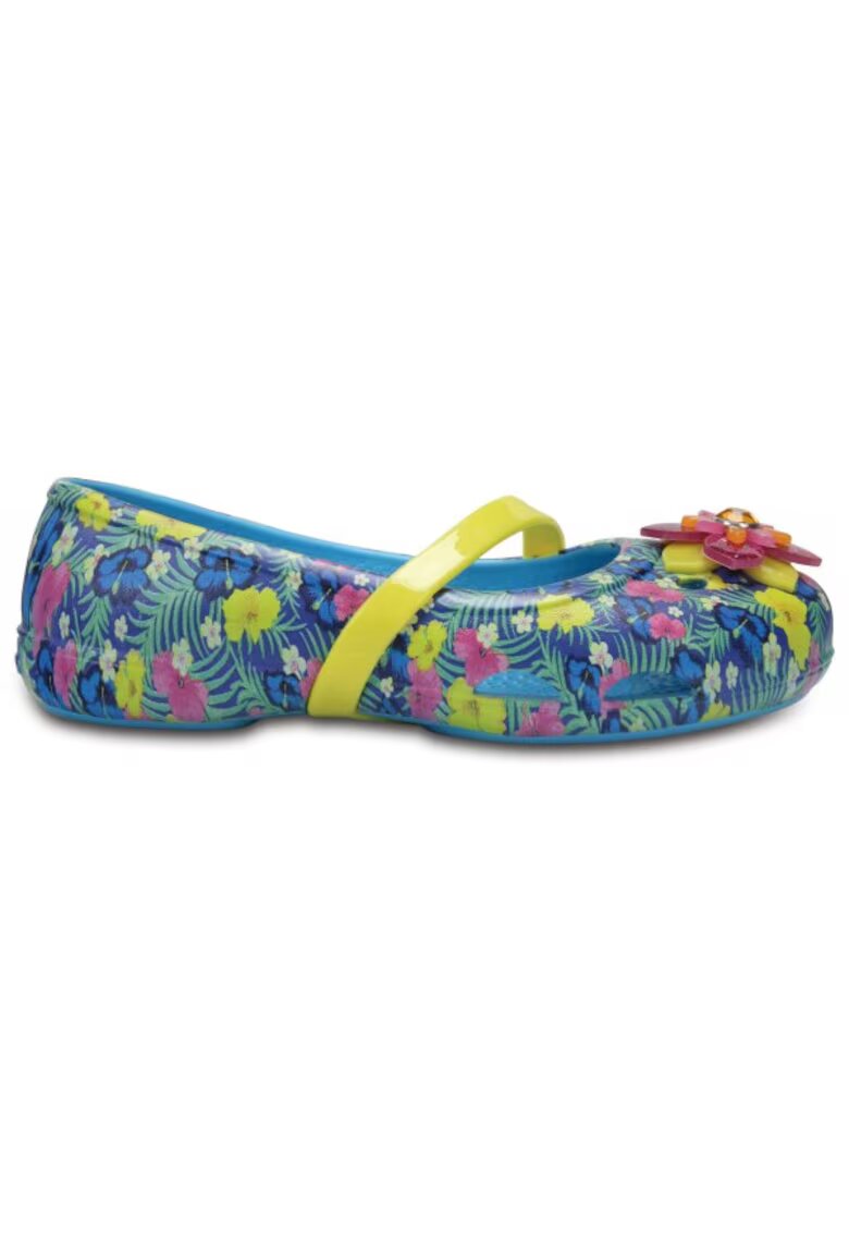 Crocs Balerini Kids' Lina Graphic Flat - US Albastru - Electric Blue - Alb