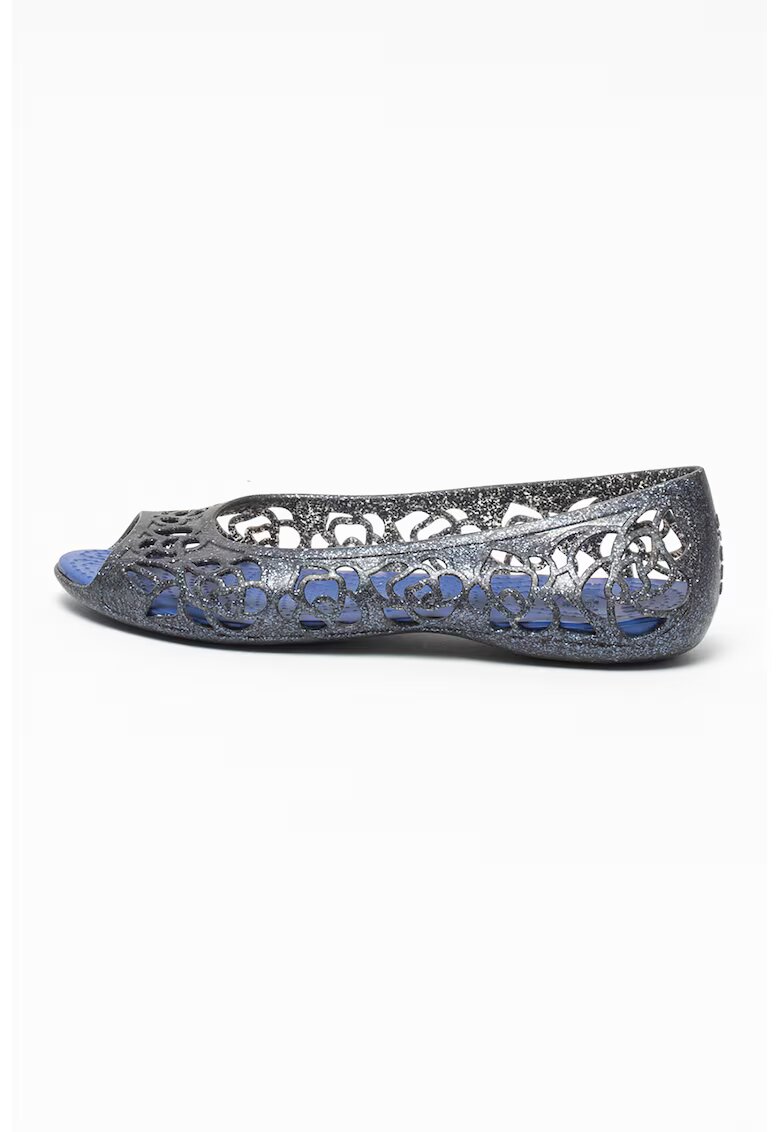 Crocs Balerini relaxed fit cu varf decupat si aspect stralucitor Isabella - Negru/Bleumarin
