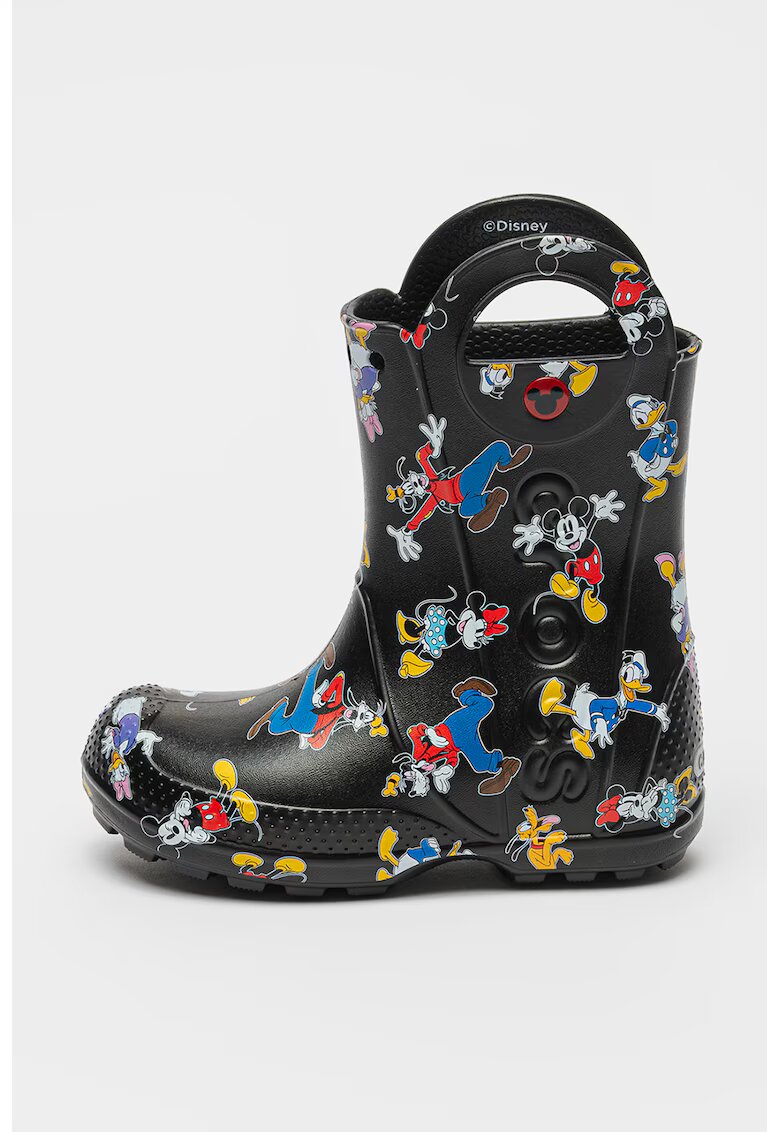 Crocs Cizme de ploaie cu imprimeu desene animate - Negru/Albastru royal/Alb optic