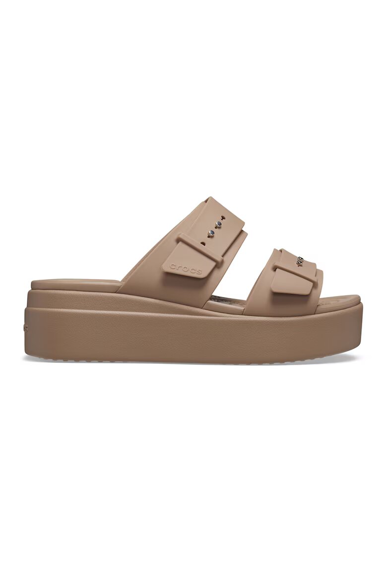 Crocs Papuci wedge de cauciuc Brooklyn2 - Maro deschis